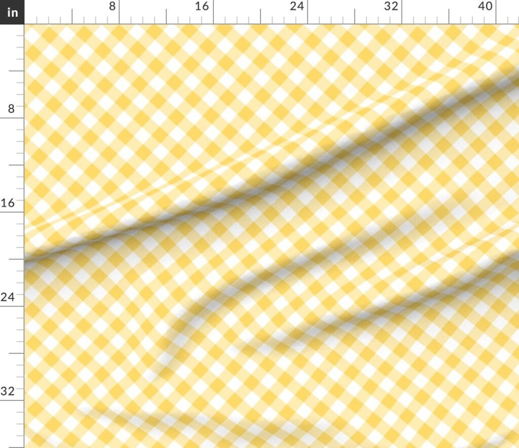 Lemon Yellow Gingham Check Plaid Fabric design