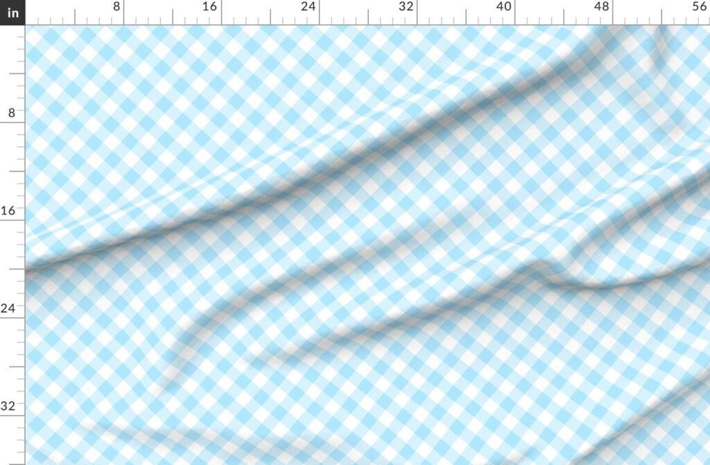 Sky Blue Gingham Check Plaid Fabric design