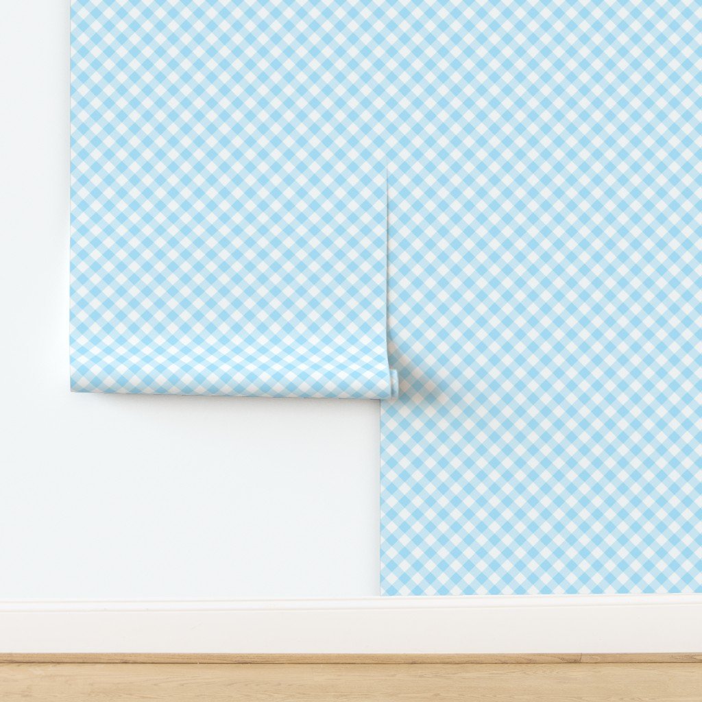 Sky Blue Gingham Check Plaid Wallpaper design