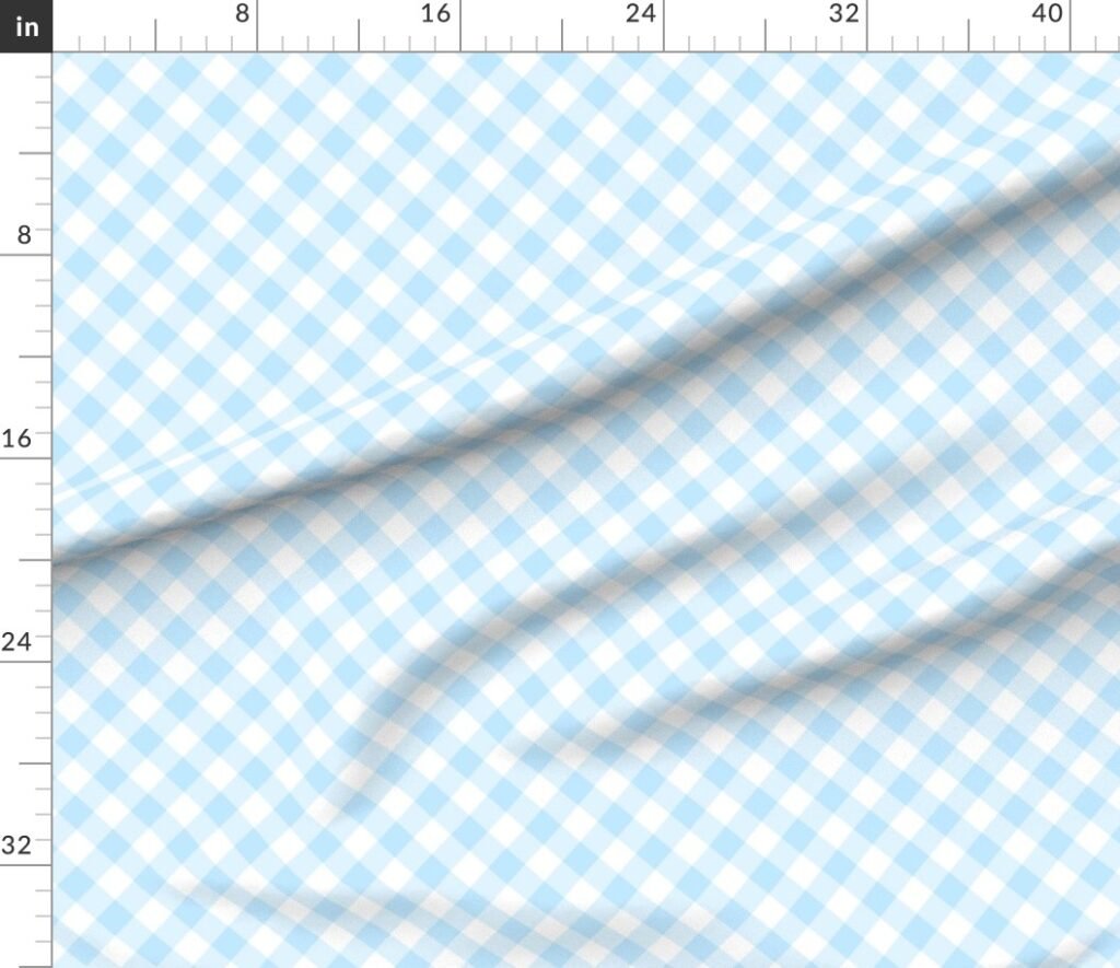 Baby Blue Gingham Check Plaid Fabric design