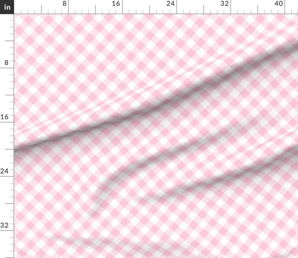 Baby Pink Gingham Check Plaid Fabric design