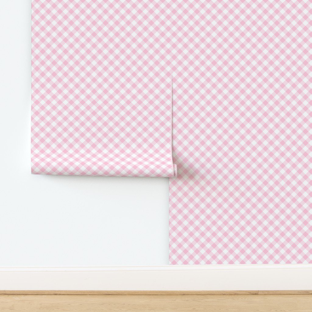 Baby Pink Gingham Check Plaid Wallpaper design