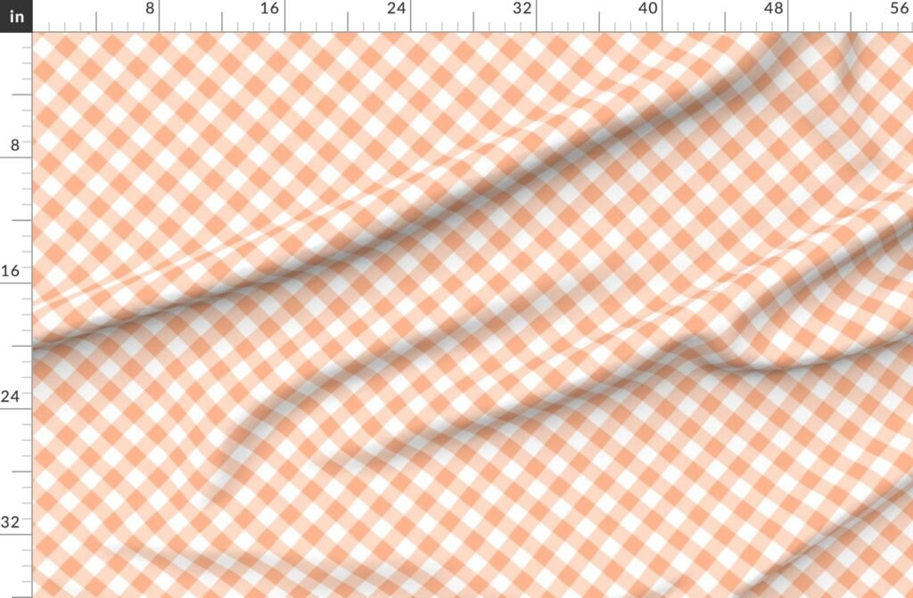 Peach Orange Gingham Check Plaid Fabric design