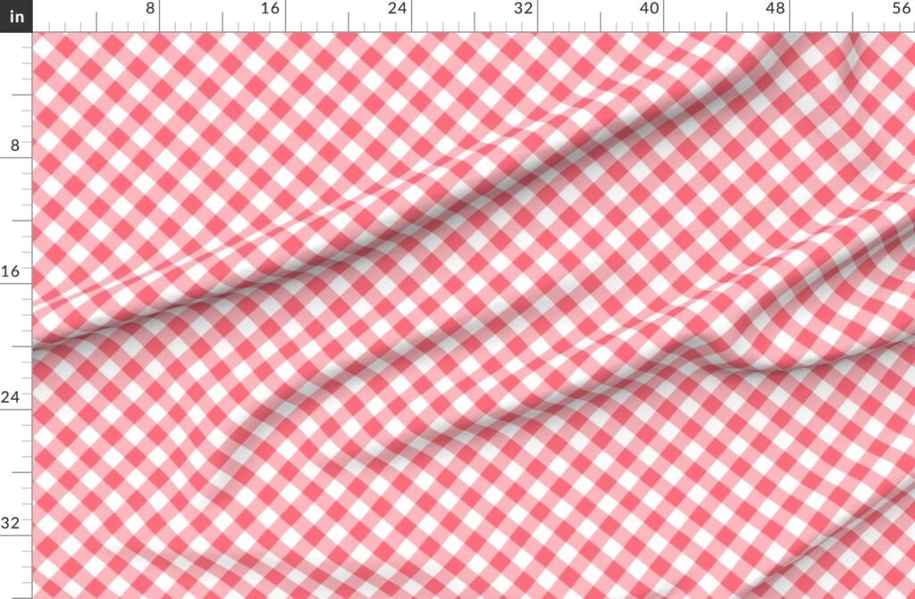 Cherry Red Gingham Check Plaid Fabric design