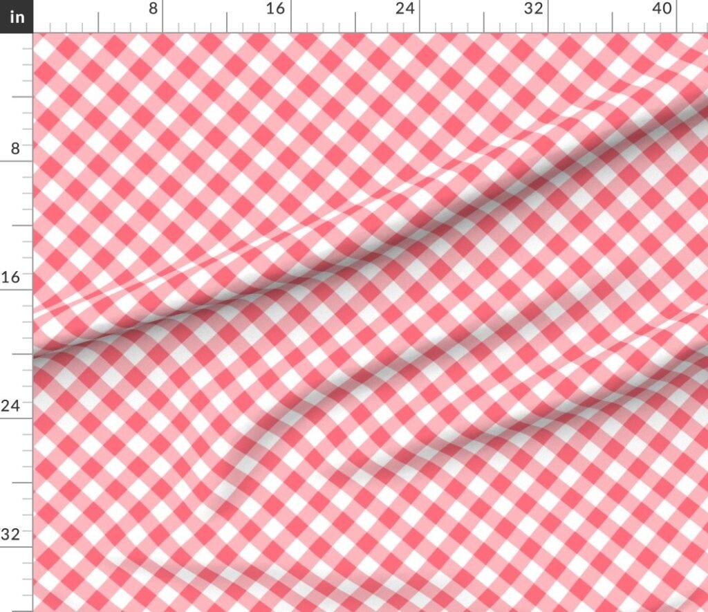 Cherry Red Gingham Check Plaid Fabric design