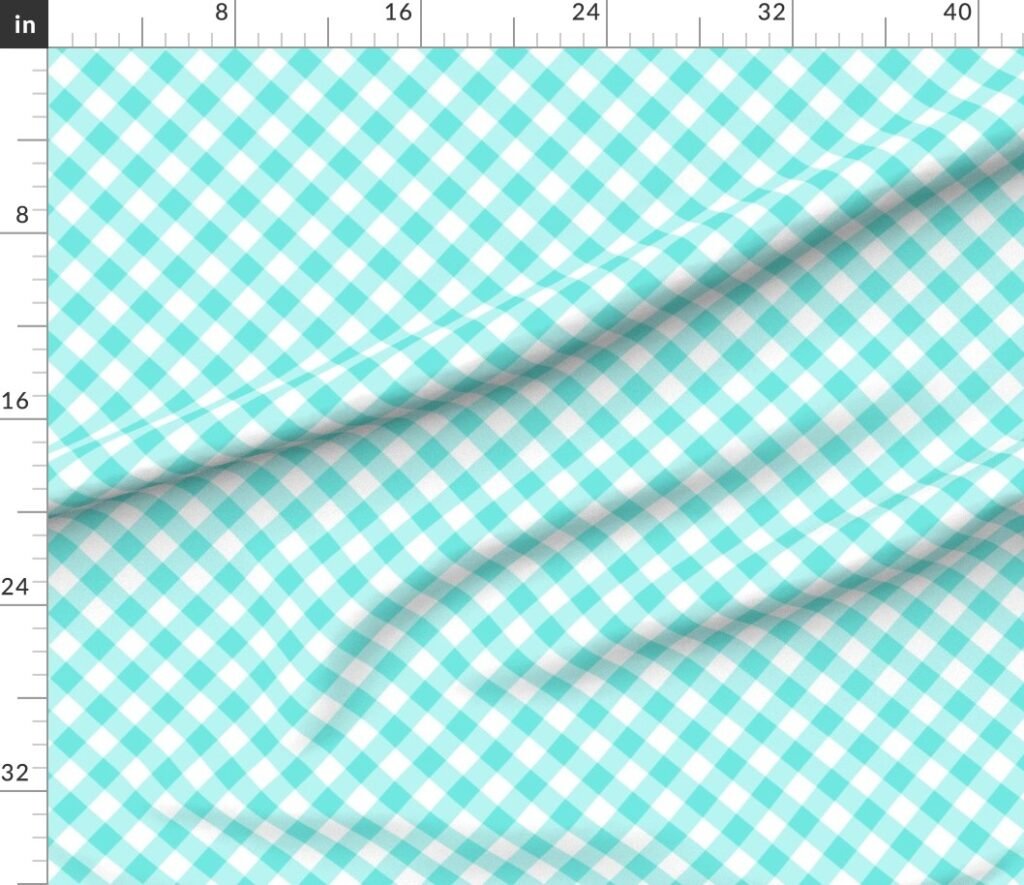 Turquoise Teal Gingham Check Plaid Fabric design
