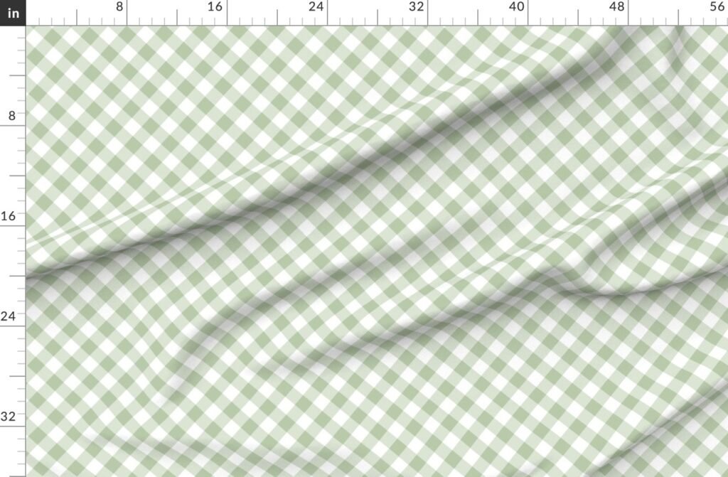 Sage Green Gingham Check Plaid Fabric design