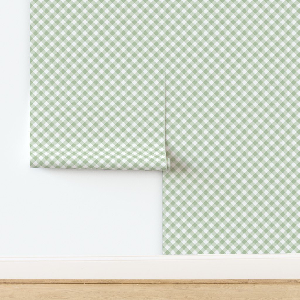 Sage Green Gingham Check Plaid Wallpaper design