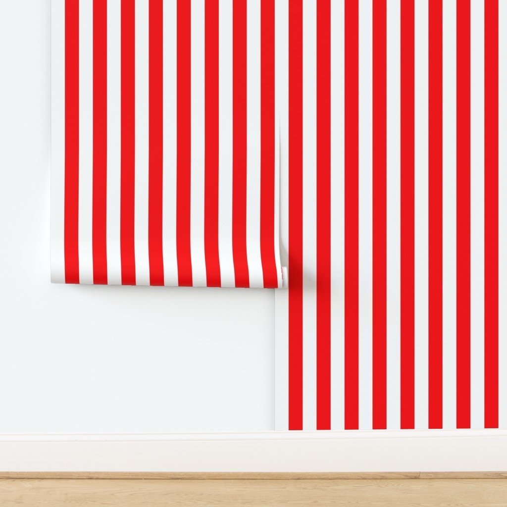 Circus Red 2" Wide Cabana Stripes Wallpaper design