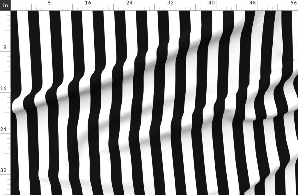 Licorice Black and White 2" Stripes Fabric design
