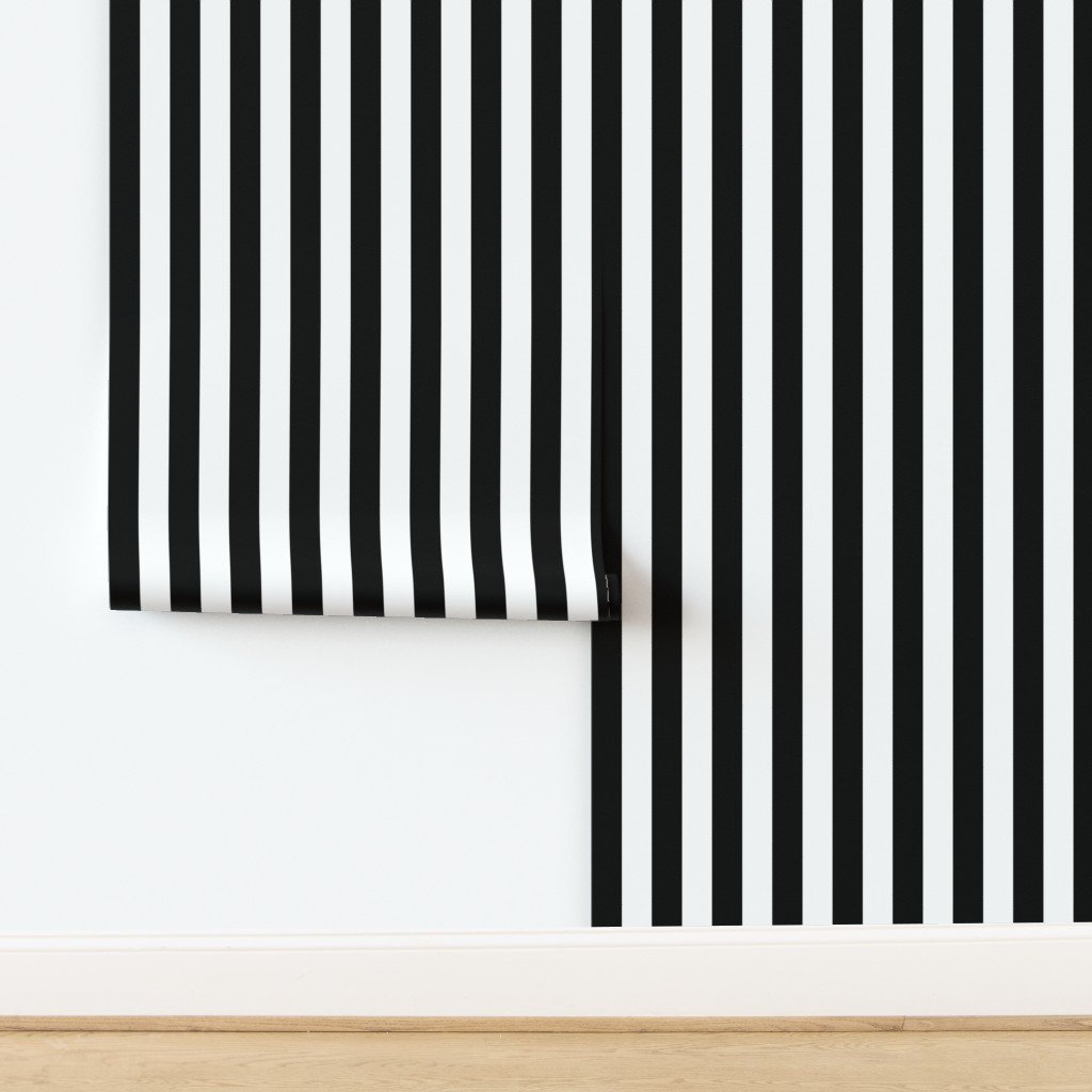 Licorice Black and White 2" Stripes Wallpaper design