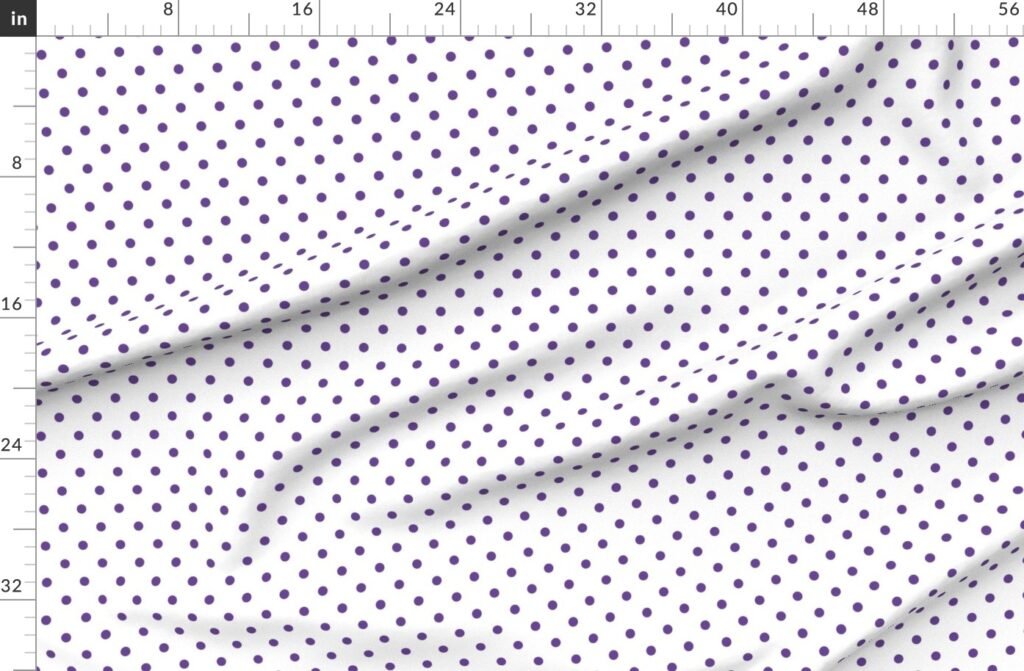 Ultra Violet Purple Polkadots on White Fabric design