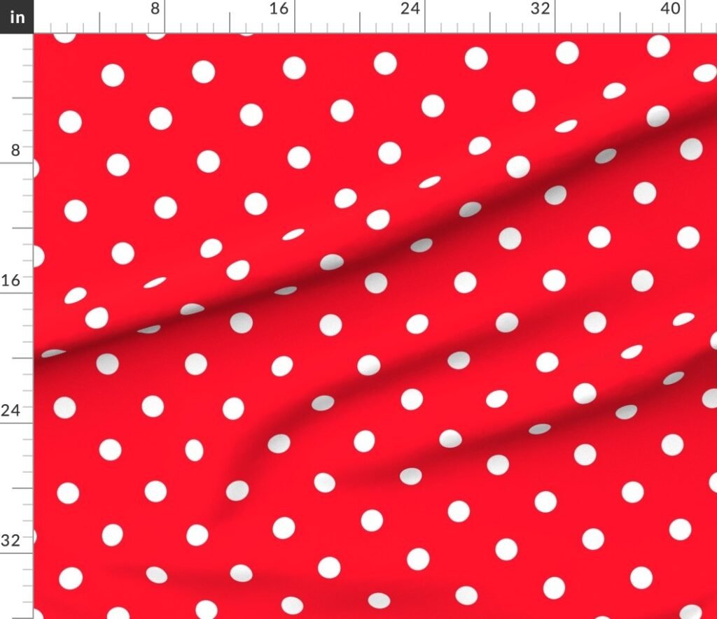 White Polkadots on Cherry Red Fabric design