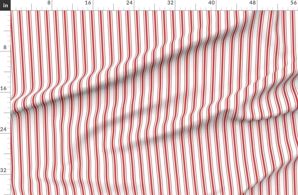 Mattress Ticking Narrow Striped Pattern in Red and White Fabric design