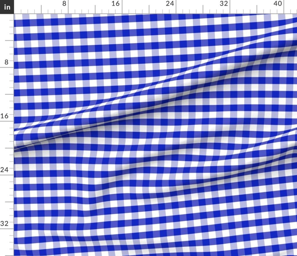 1" Cobalt Blue and White Gingham Check Fabric design