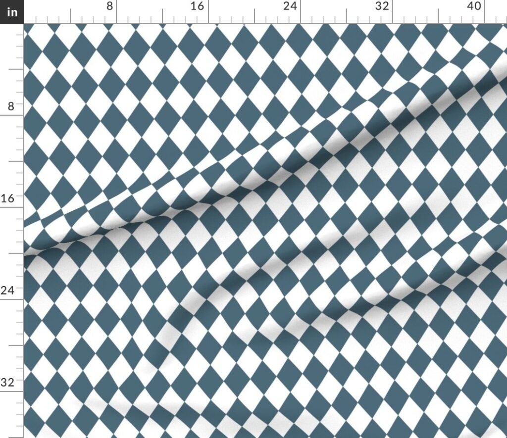 Bluestone Blue Small Modern Diamond Pattern Fabric design