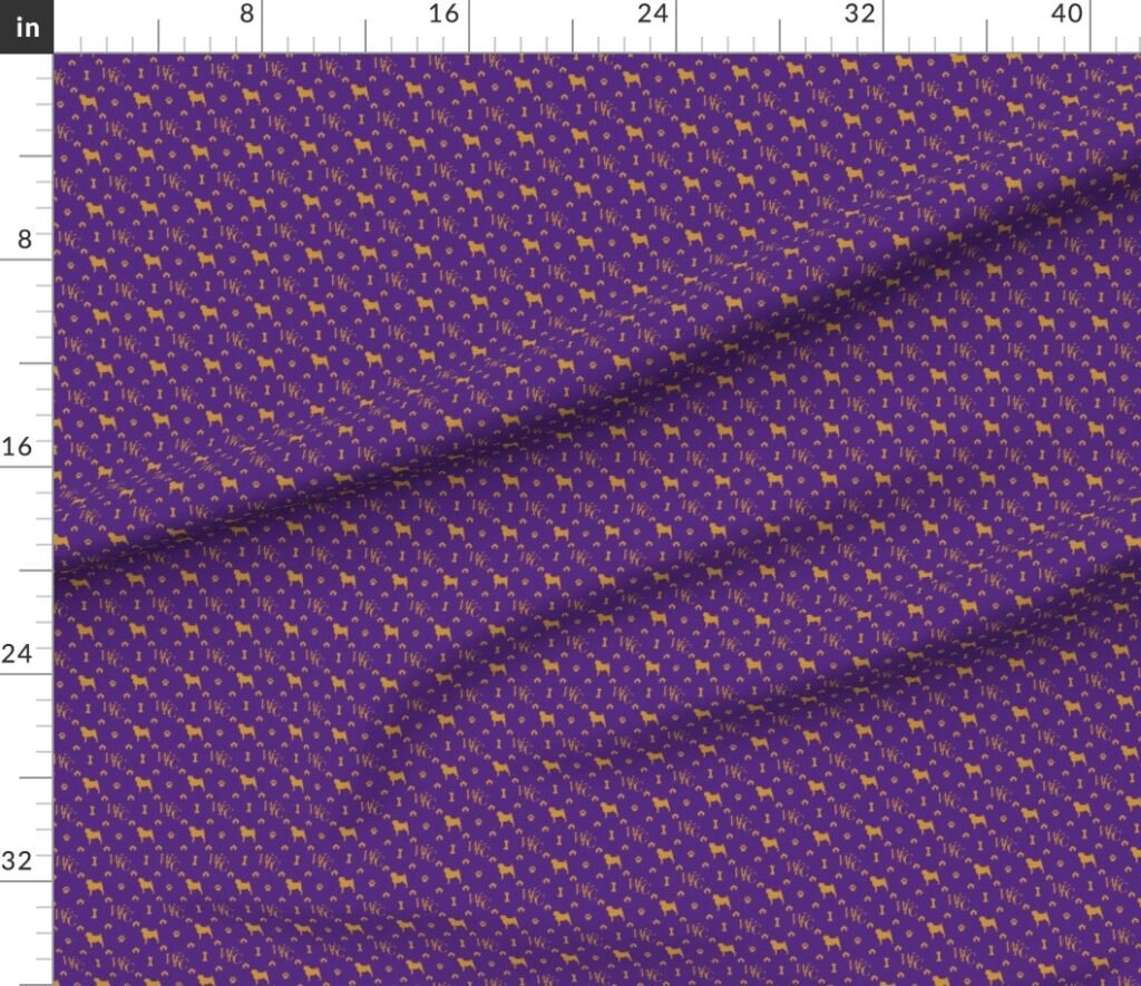 WKC Pugs on Purple and Gold Fabric design