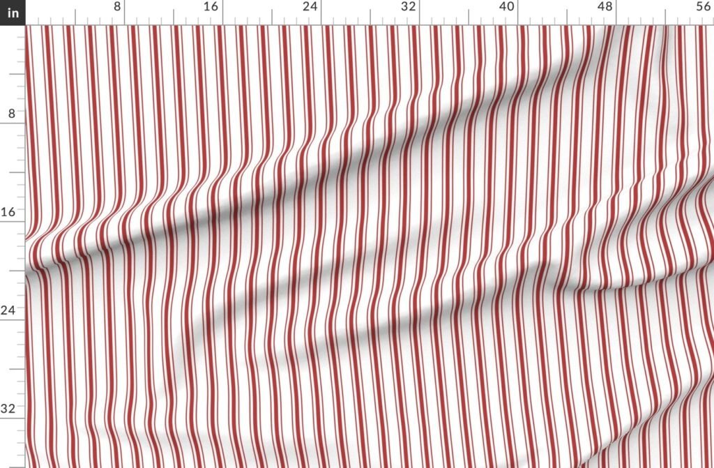 Mattress Ticking Narrow Striped Pattern in Crimson Red Fabric design