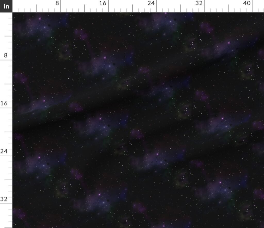Midnight Black and Blue Night Sky Nova Fabric design