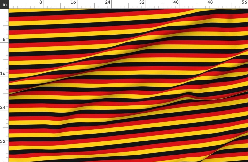 German Flag Colors Red Gold and Black 1 Inch Horizontal Stripes Fabric design