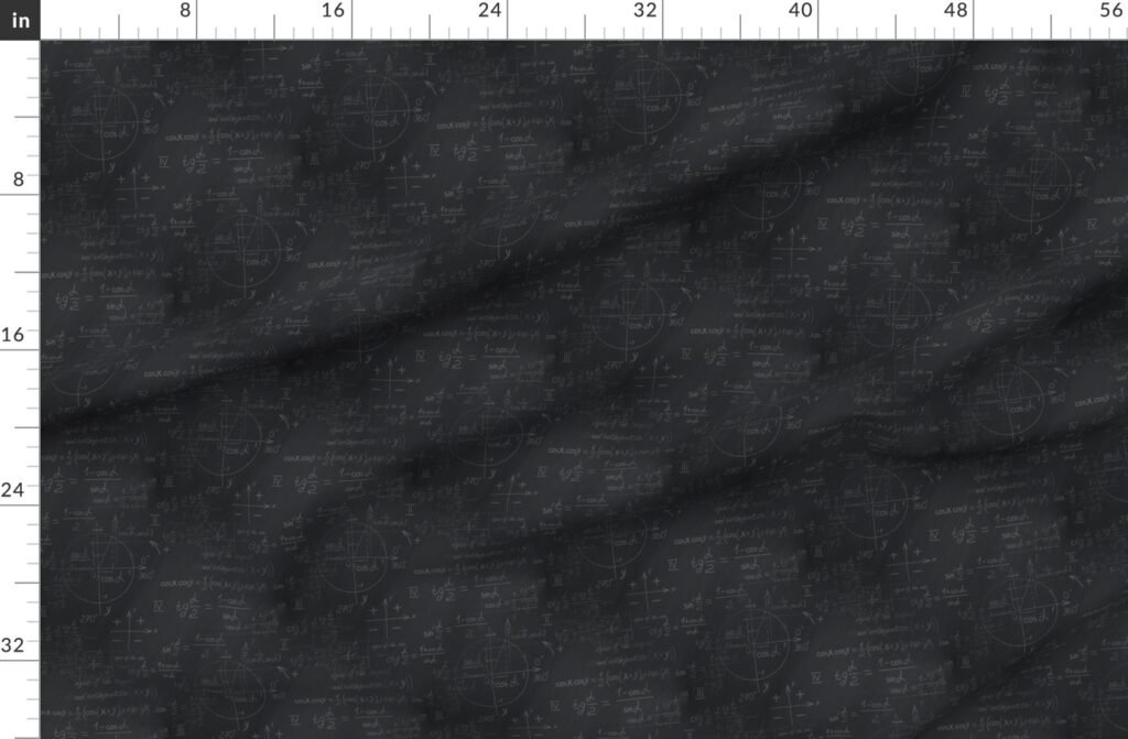 Smaller Back to School Chalk on Dark Chalkboard with Mathematical Fabric design