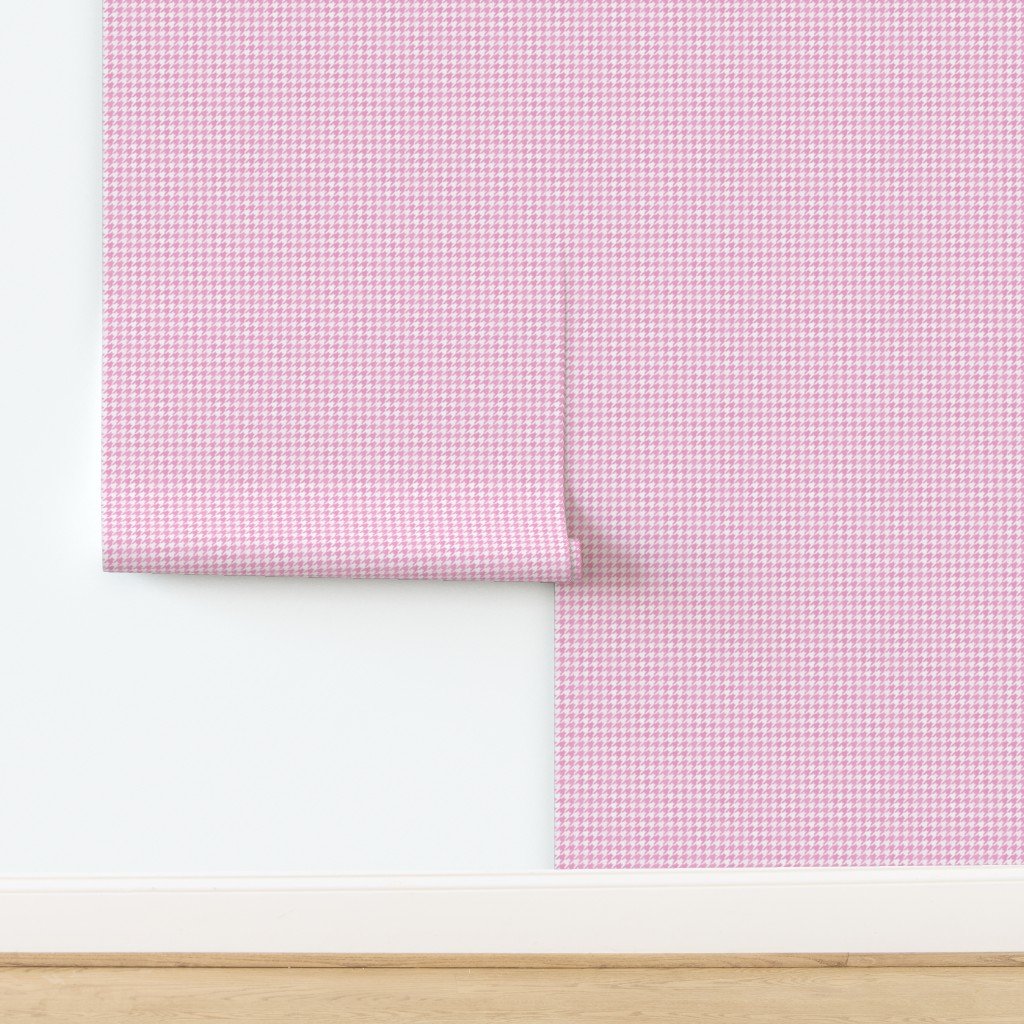 Candy Pink and White Handpainted Houndstooth Check Watercolor Wallpaper design