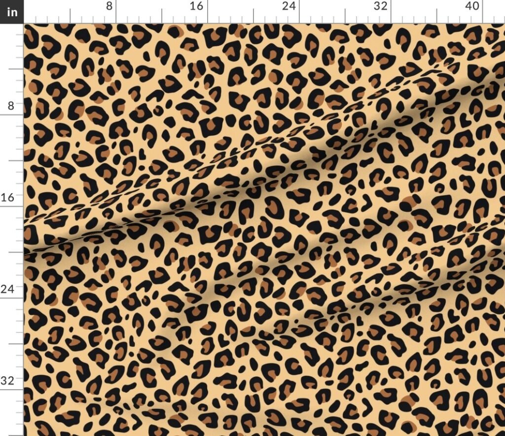 Large Classic Tan and Black Leopard Fur Spots Fabric design