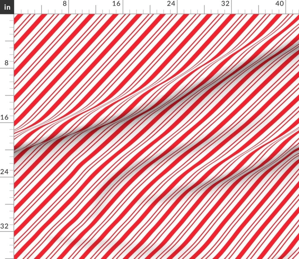 Red Diagonal Christmas Candy Stripes Fabric design