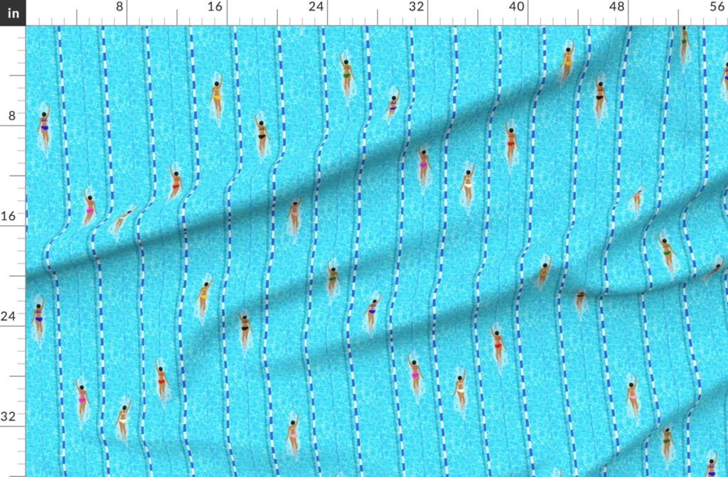 Swimming Pool Vertical Lane Laps Adult Swim Fabric design