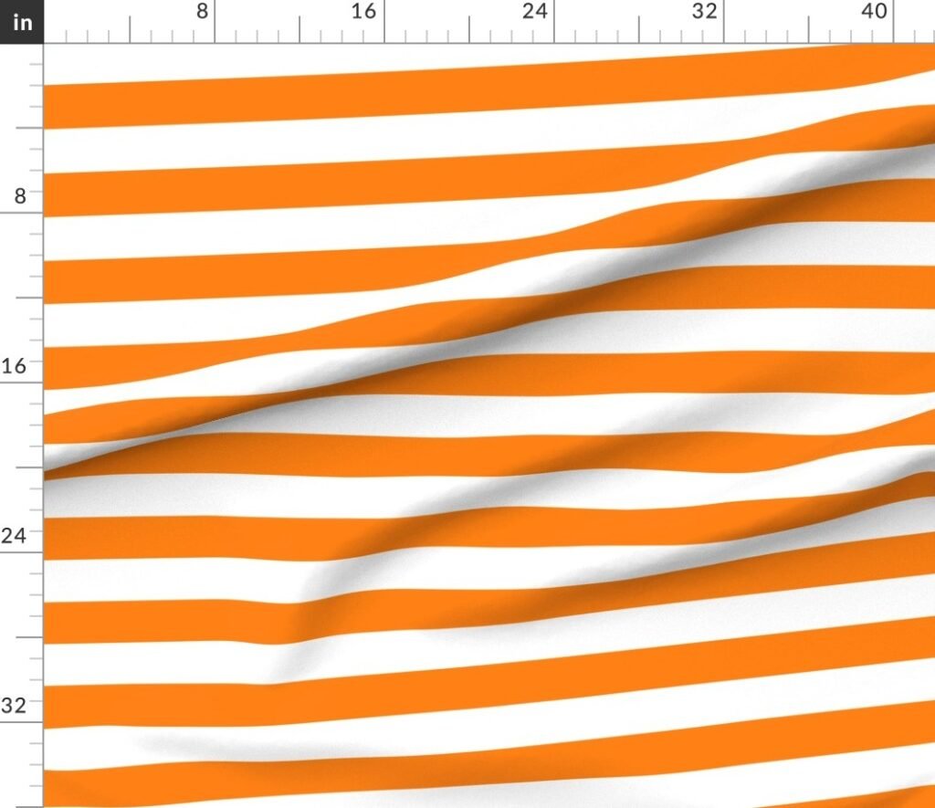 Florida Orange and White Horizontal Stripes Fabric design