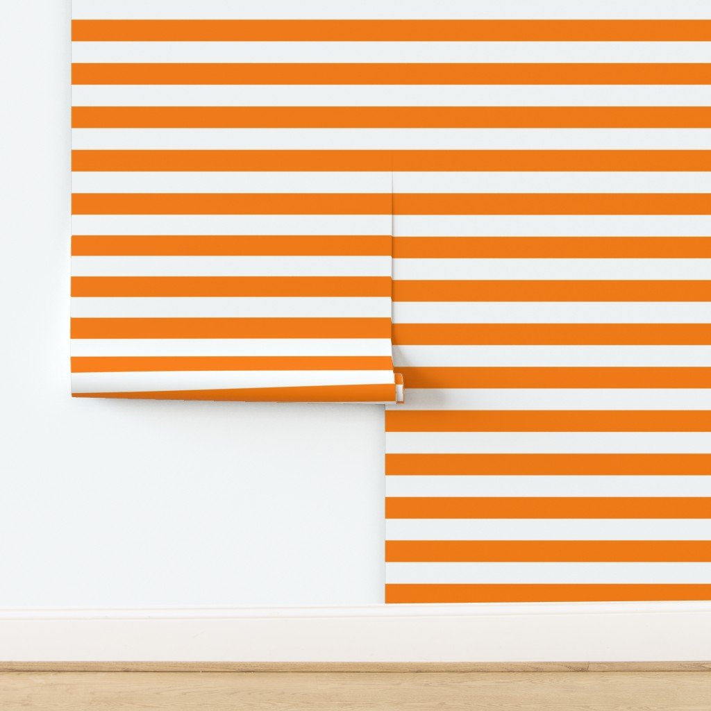 Florida Orange and White Horizontal Stripes Wallpaper design