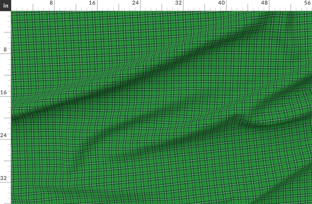 Small Bright Green and White St Patricks Day Irish Tartan Check Fabric design
