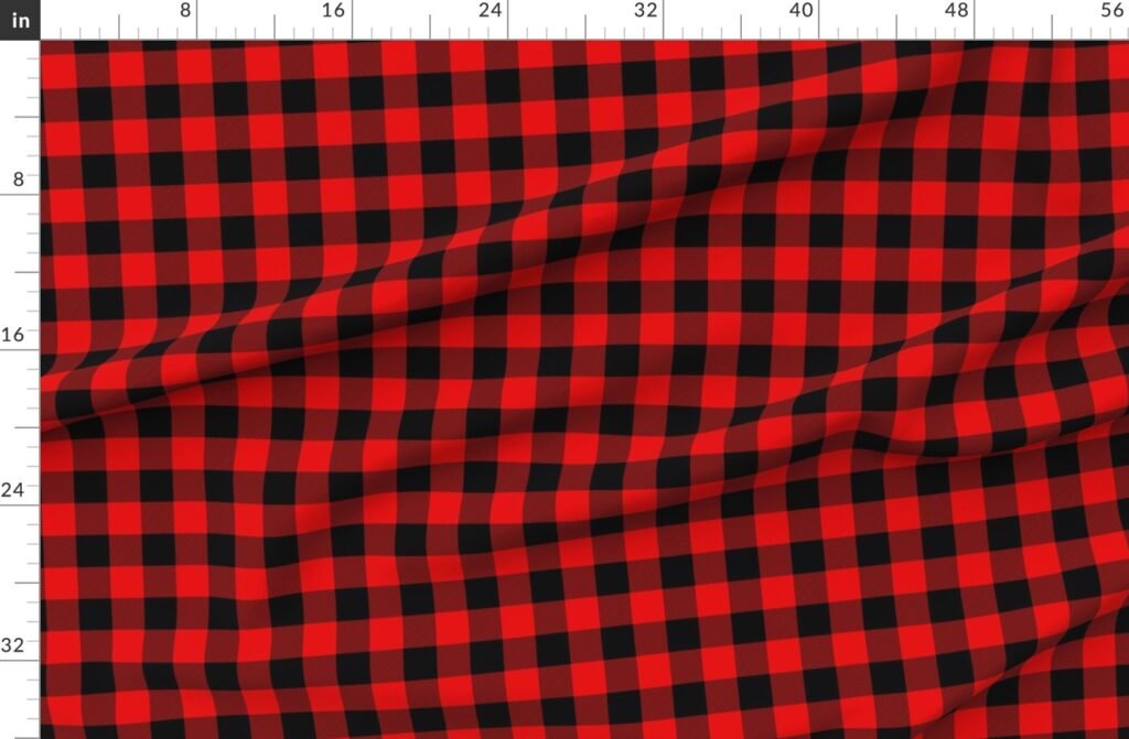 Red and Black Buffalo Check Gingham Plaid Fabric design