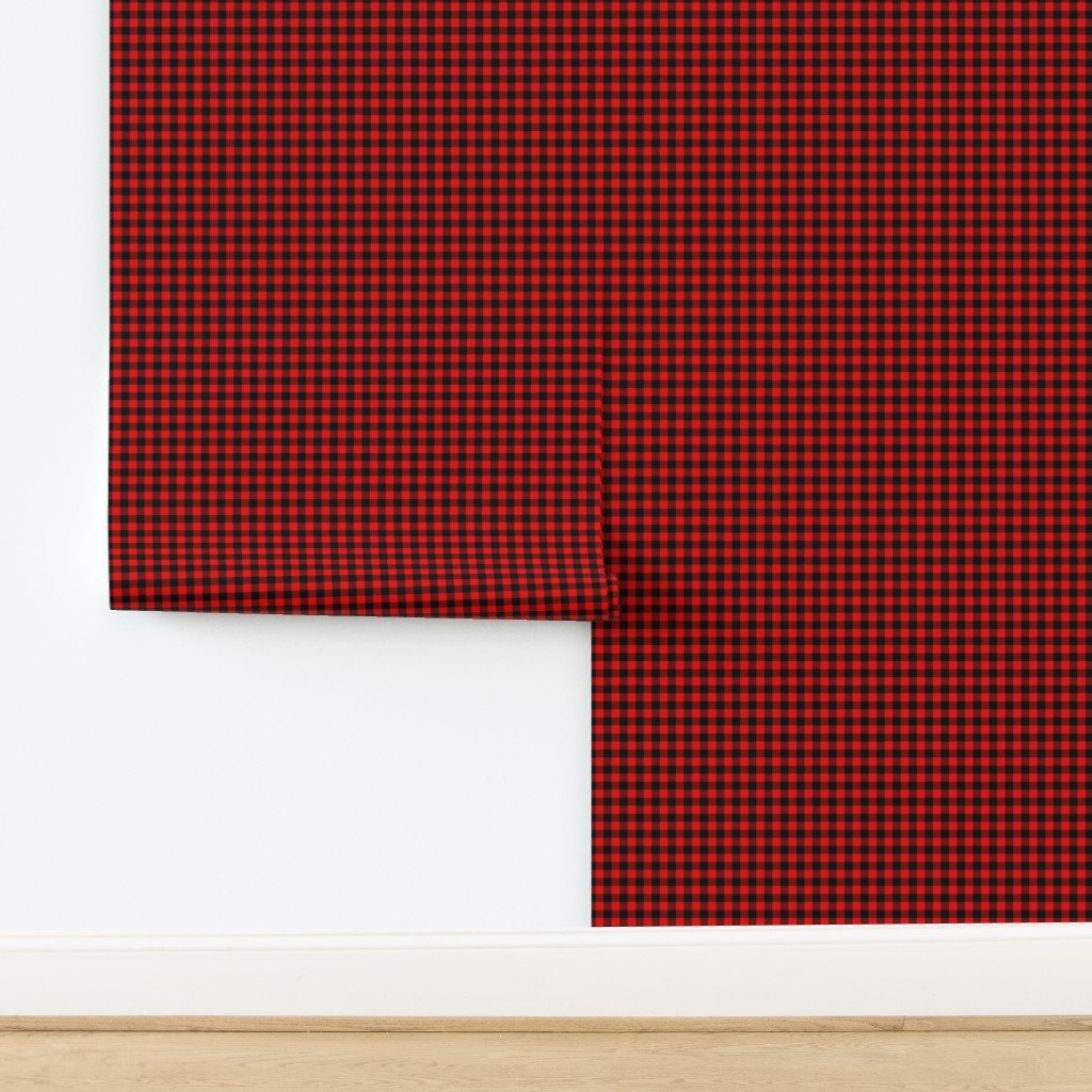 Red and Black Buffalo Check Gingham Plaid Wallpaper design