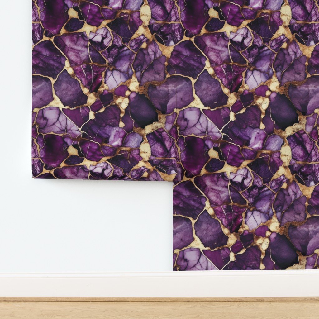 Amethyst and Gold Alcohol Ink 2 Wallpaper design