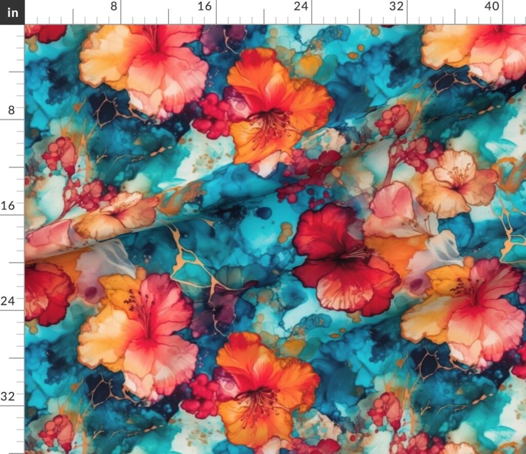 Hawaiian Alcohol Ink Fabric design