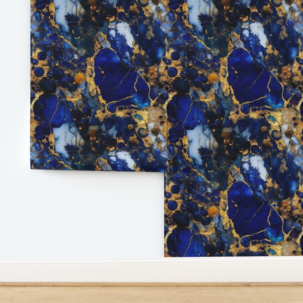 Lapis Lazuli and Gold Alcohol Ink 4 Wallpaper design