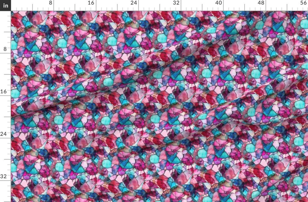 Pink and Blue Seaglass 4 Fabric design