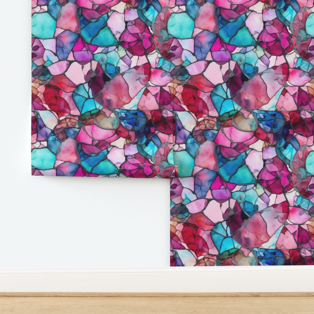 Pink and Blue Seaglass 4 Wallpaper design