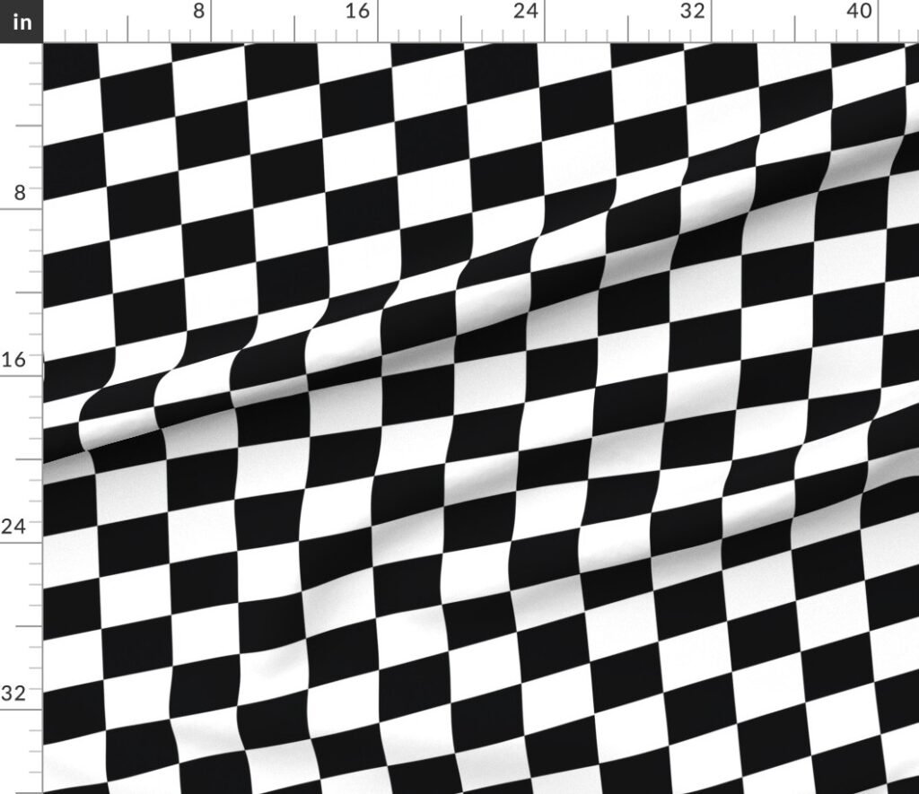 Large Black and White Racing Check/Flag Pattern Fabric design