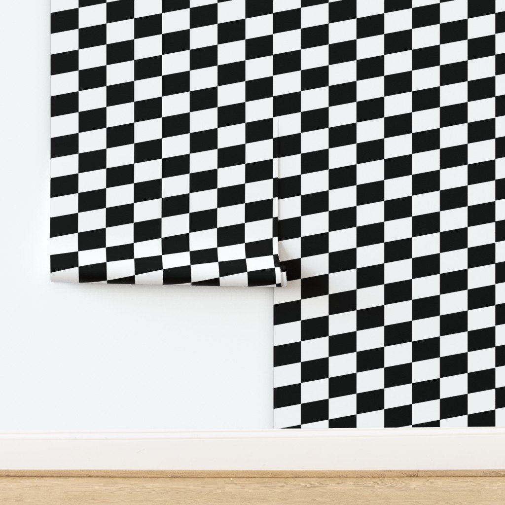 Large Black and White Racing Check/Flag Pattern Wallpaper design