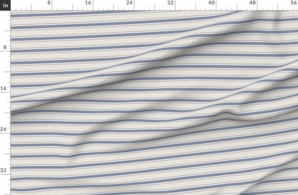 Narrow Horizontal Stressed Blue Denim Mattress Ticking Fabric design