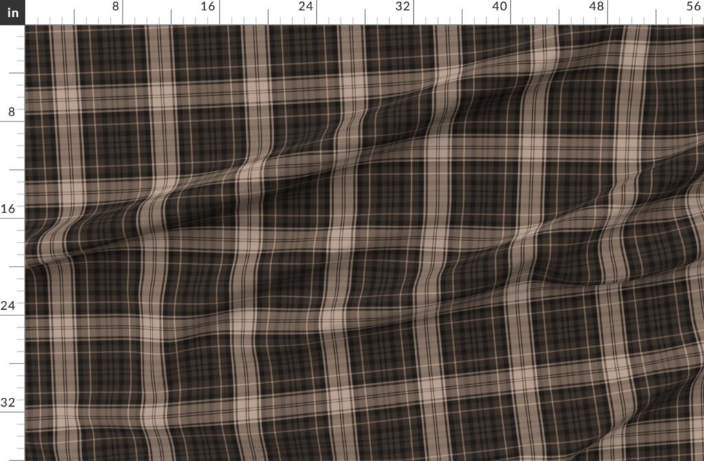 Dress Gordon Scottish Tartan Weave in Muted Faded Natural Brown Fabric design