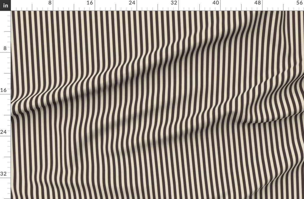 Half Inch Pencil Stripes Cream and Chocolate Fabric design