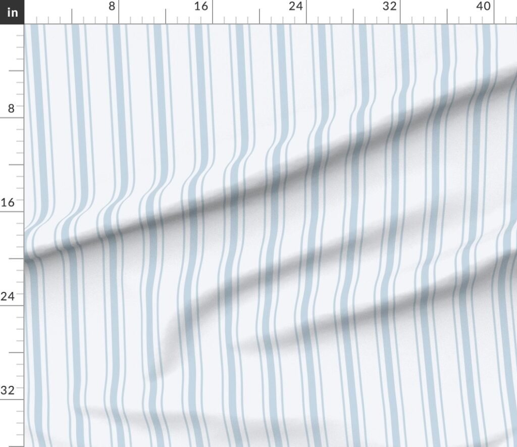 Sky Blue French Provincial Ticking Stripe on Off-White Fabric design