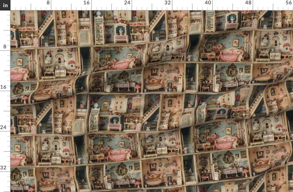Quaint and Charming Dollshouse Rooms with Ditsy Decor 3 Fabric design