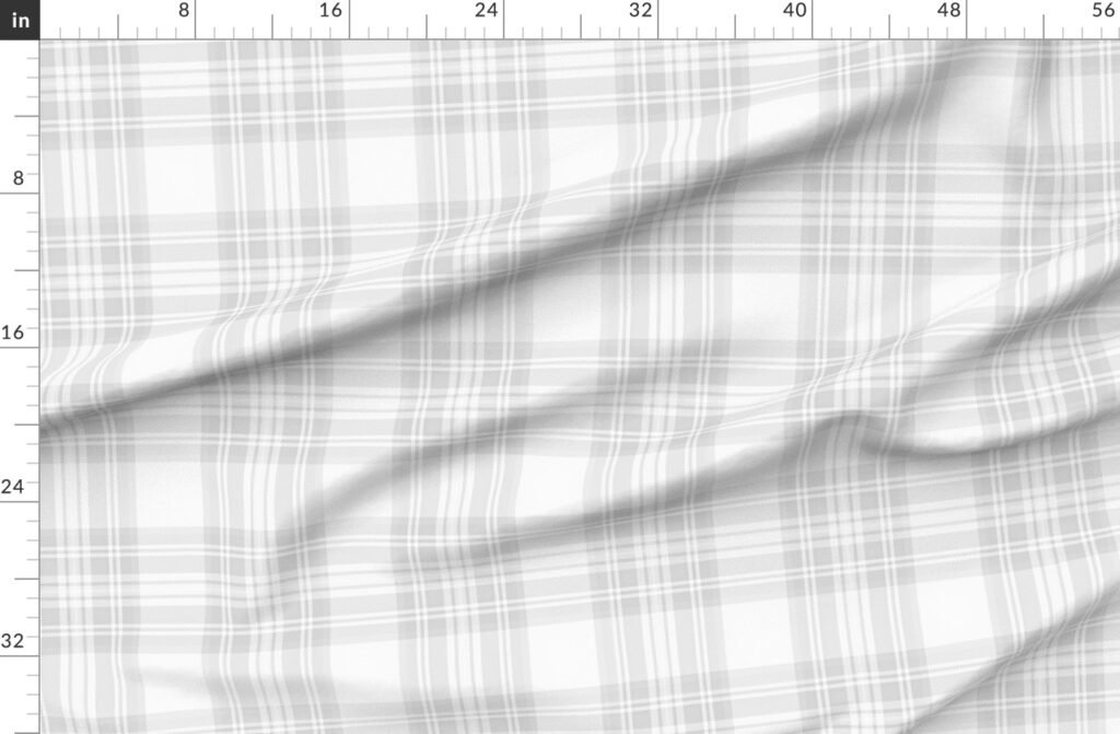 Cloud Grey Pale Airy Large Traditional Tartan Plaid Pattern Fabric design