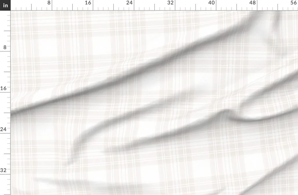 Soft Bone White Large Traditional Tartan Plaid Pattern Fabric design