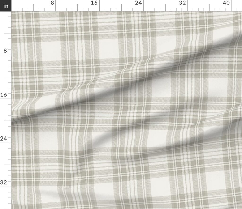 Light Putty Taupe Large Traditional Tartan Plaid Pattern Fabric design