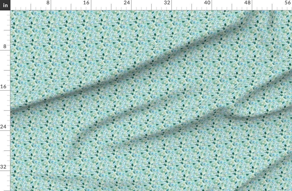 Mini Blue and Aqua Watercolor Sea Glass Shards Pattern Fabric design